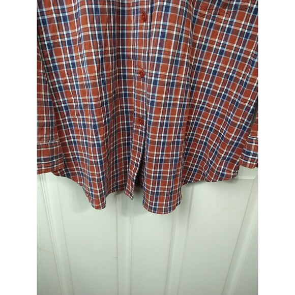 Quizz Woman 18 Collared Button Long Sleeve Shirt Rust Blue Plaid Norm Core... - Picture 6 of 7